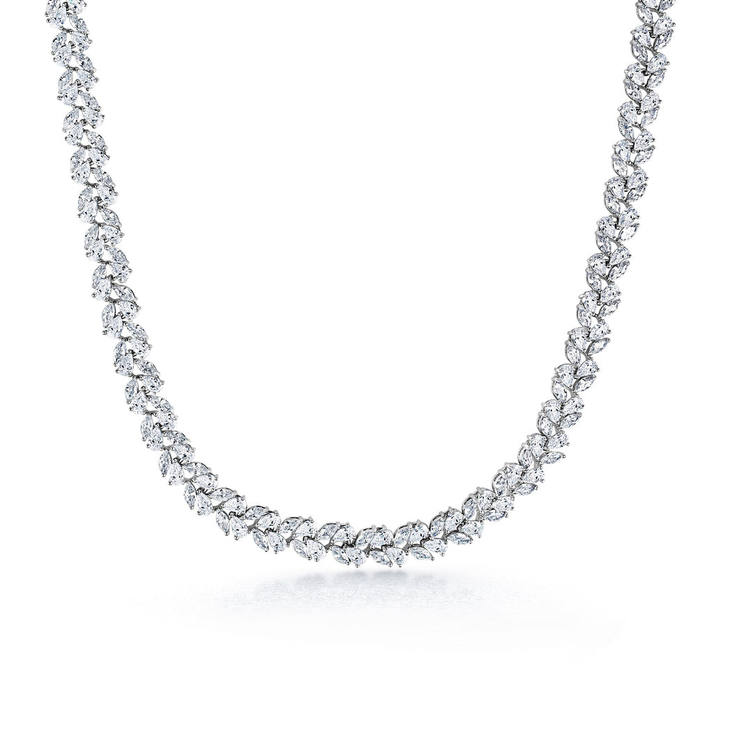 Marquise and Teardrop CZ Wedding Necklace Set -15 Inch Length, Multi Shape Cz Bridal Jewelry Set, Wedding CZ Jewelry Set, Brass Jewelry Set, Party Wear Necklace Set