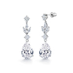 Load image into Gallery viewer, Pear and Marquise CZ Rhodium Plated Necklace Set- 17 Inch, Wedding Necklace Set, Pear Shape Cz Necklace Set, Marquise CZ Necklace Set, Party Wear Necklace Set
