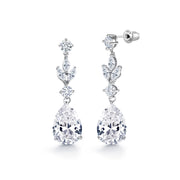 Pear and Marquise CZ Rhodium Plated Necklace Set- 17 Inch, Wedding Necklace Set, Pear Shape Cz Necklace Set, Marquise CZ Necklace Set, Party Wear Necklace Set