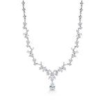 Load image into Gallery viewer, Pear and Marquise CZ Rhodium Plated Necklace Set- 17 Inch, Wedding Necklace Set, Pear Shape Cz Necklace Set, Marquise CZ Necklace Set, Party Wear Necklace Set
