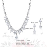 Load image into Gallery viewer, Rhodium Plated Teardrop CZ Wedding Necklace Set - 15 Inch Length,  Teardrop Bridal CZ Jewelry Set, Brass Wedding Jewelry Set
