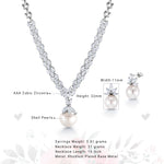 Load image into Gallery viewer, Pearl and Marquise CZ Rhodium Plated Wedding Necklace Set- 16 Inch, Wedding Necklace Set, Marquise CZ Necklace Set, Pearl And Cz Necklace Set, Party Wear Necklace Set

