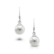 925 Sterling Silver Round Pearl Dangle Earrings, Dangle Pearl Earrings, Drop Pearl Earrings, Classic Pearl Dangle Earrings, Hypoallergenic Dangle Earrings