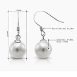 Load image into Gallery viewer, 925 Sterling Silver Round Pearl&nbsp; Dangle Earrings, Dangle Pearl Earrings, Drop Pearl Earrings, Classic Pearl Dangle Earrings, Hypoallergenic Dangle Earrings
