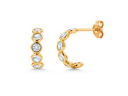 929 Sterling Silver Huggies, Gold Plated Huggies Earrings, Cz Hoop Earrings, Silver Hoop Earrings, Half Circle Cz Hoop Earrings, Cz Huggies