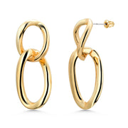 Inter Lock Link Drop Earrings, Chain Earrings, Double Earrings, Gold Plated Link Earrings,  Dangle Earrings, 14k Gold Plated Earrings