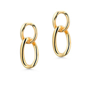 Inter Lock Link Drop Earrings, Chain Earrings, Double Earrings, Gold Plated Link Earrings,  Dangle Earrings, 14k Gold Plated Earrings