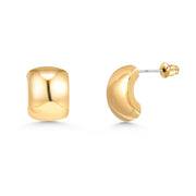 Half Circle 14k Gold Plated CZ Stud Earrings, C Shape Stud Earrings, Moon Shape Stud Earrings, 14k Gold Plated Stud Earrings, Brass Earrings