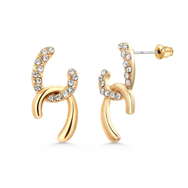 14k Gold Plated CZ Stud Earrings , Interlock Stud, Inter Lock Cz Stud, Brass Stud, Cz Stud Earrings, Geometric Cz Stud Earrings