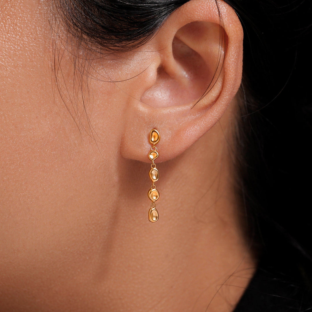 925 Sterling Silver Dangle Earrings, 14k Gold Plated Dangle Earrings, Hammered Dangle Earrings, Leight Weight Dangle Earring, Drop Earrings