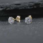 Load and play video in Gallery viewer, 14K Solid Yellow Gold CZ Studs for Women, Hypoallergenic Studs, Luxury Studs, Cz Gold Studs
