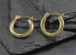 Load and play video in Gallery viewer, 14K Solid Yellow Gold 15mm Shiny Tube Hoop Earrings, Tube Hoop Earrings, Thick Hoop Earrings, Bold Hoop Earrings, Hinged Clasp Hoop Earrings
