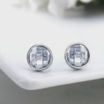 Load and play video in Gallery viewer, 925 Sterling Silver Aqua Blue Crystal Bezel Set Earrings, Round Crystal Bezel Studs, Aqua Blue Crystal Stud Earrings, Silver Bezel Studs, Hypoallergenic Stud Earrings, Classic Stud Earrings