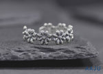 Load and play video in Gallery viewer, 925 Sterling Silver oxidize Flower Ring, Flower Ring, Adjustable Flower Ring, Boho Flower Ring, Unique Flower Ring, Oxidize Jewelry, Gift for Her
