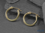 Load and play video in Gallery viewer, 14K Yellow Gold Shiny Tube 15mm, 20mm, 25mm, 30mm, 35mm Hoop Earrings
