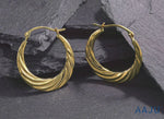 Load and play video in Gallery viewer, 14K Solid Yellow Gold Twisted Hoop Earrings, Graduated Twisted Hoop Earrings, Textured Hoop Earrings, Hinged Clasp Hoop Earrings, Gold Hoops
