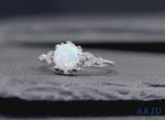 Load and play video in Gallery viewer, 925 Sterling Silver Created Opal Ring, Simulated Opal Ring, Opal CZ Rings, Opal Ring Jewelry,  Opal Engagement Ring
