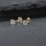 Load and play video in Gallery viewer, 14K Solid Yellow Gold CZ Studs for Women, Hypoallergenic Studs, Luxury Studs, Cz Gold Studs
