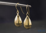 Load and play video in Gallery viewer, 14K Yellow Gold Puffed Tear Drop Dangle Earrings, Gold Tear Drop Earrings, Drop Earrings, Water Drop Earrings, Dangle Earrings
