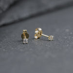Load and play video in Gallery viewer, 14K Solid Yellow Gold CZ Studs for Women, Hypoallergenic Studs, Luxury Studs, Cz Gold Studs
